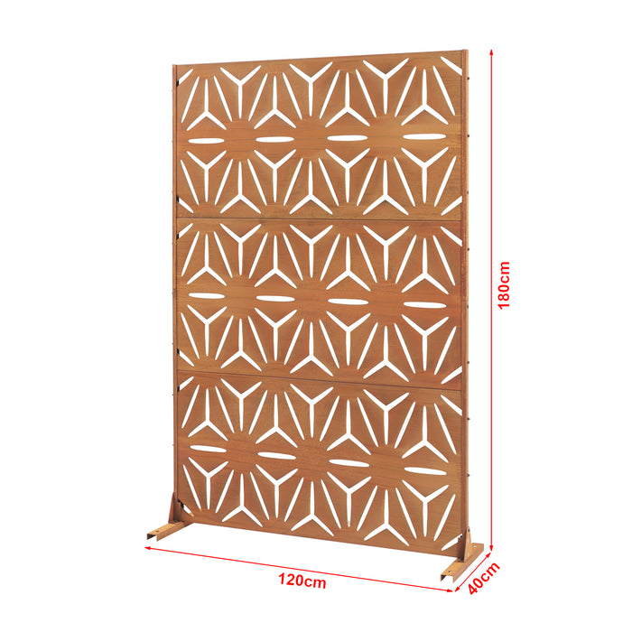 Pannello Divisorio Kilsturd in Acciaio Corten a Motivo Decorativo 180x120 cm - Marrone Ossidato casa.pro