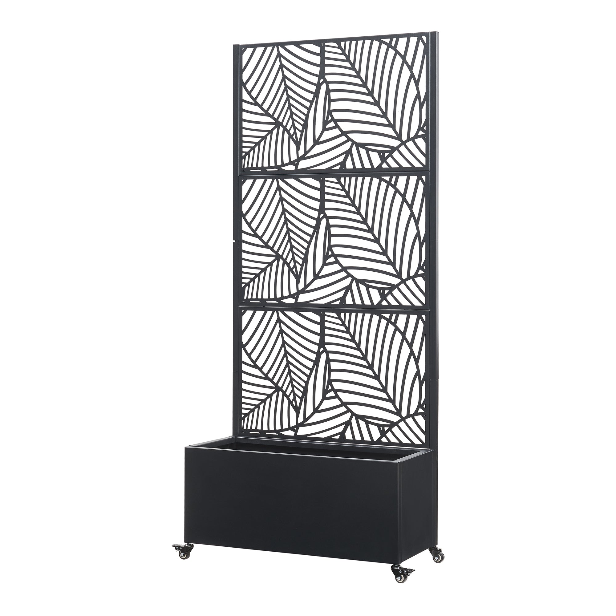 Fioriera con Spalliera Surnskoki in Acciaio Separè con Portapiante e Rotelle - Nero casa.pro