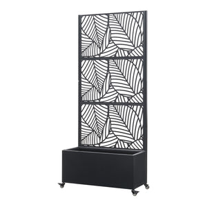 Fioriera con Spalliera Surnskoki in Acciaio Separè con Portapiante e Rotelle - Nero casa.pro