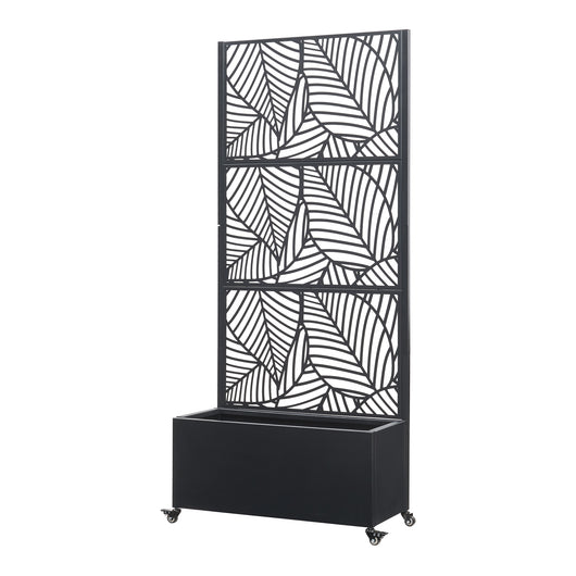 Fioriera con Spalliera Surnskoki in Acciaio Separè con Portapiante e Rotelle - Nero casa.pro