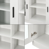 Mobile Vetrinetta Glastür Armadietto Mobile TV 70 x 120 x 30,5 cm Bianco [en.casa]