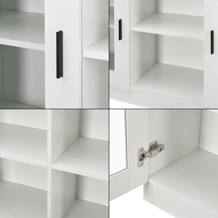 Mobile Vetrinetta Glastür Armadietto Mobile TV 70 x 120 x 30,5 cm Bianco [en.casa]