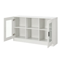 Mobile Vetrinetta Glastür Armadietto Mobile TV 70 x 120 x 30,5 cm Bianco [en.casa]