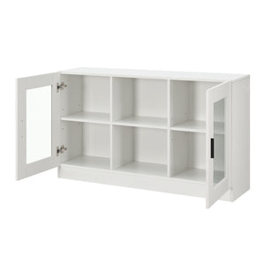 Mobile Vetrinetta Glastür Armadietto Mobile TV 70 x 120 x 30,5 cm Bianco [en.casa]