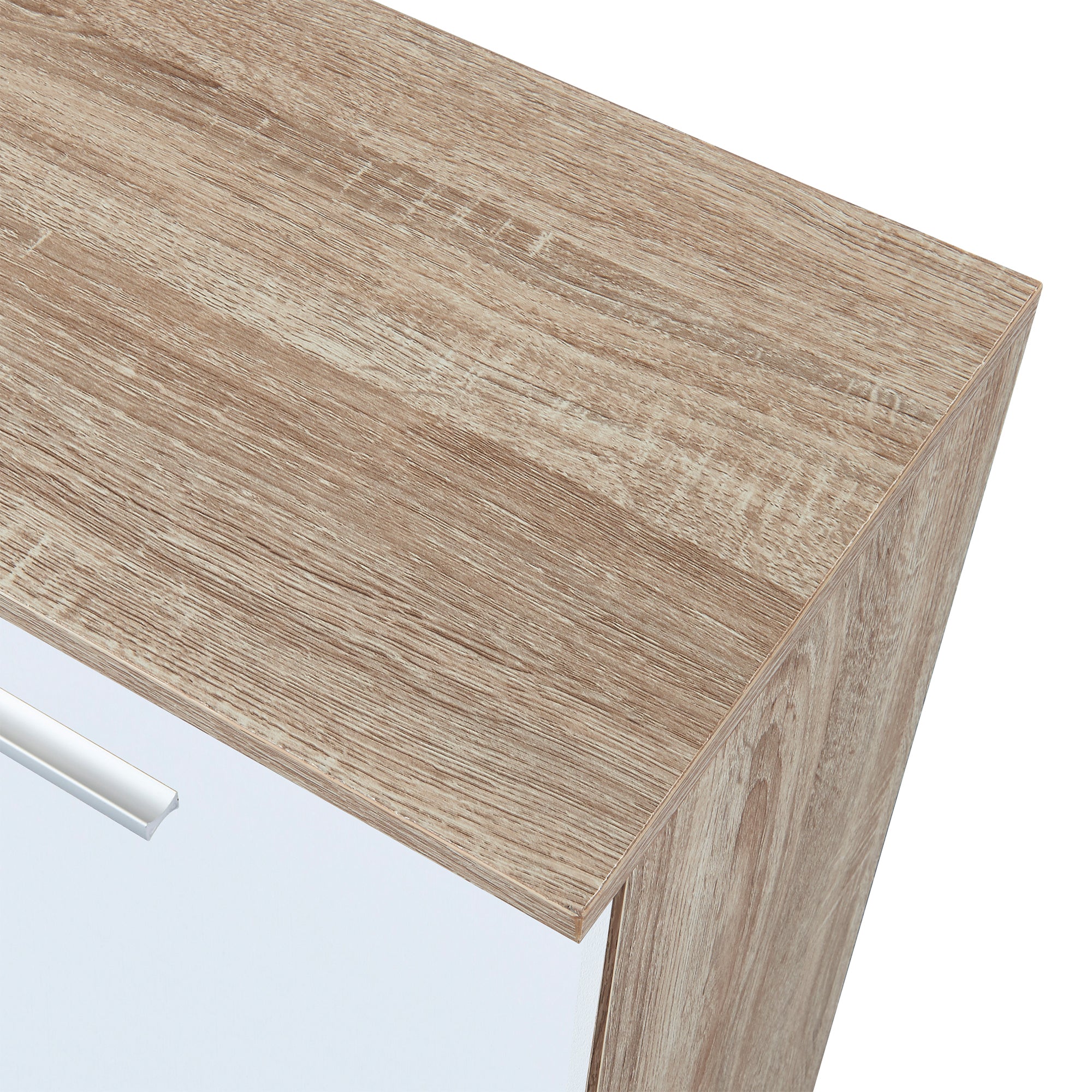 Comò Stretto Bobeck con Ante e Cassetto - Effetto Rovere / Bianco [en.casa]