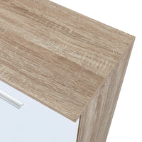 Comò Stretto Bobeck con Ante e Cassetto - Effetto Rovere / Bianco [en.casa]