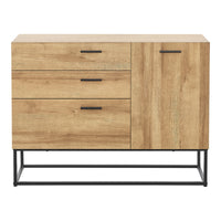 Credenza in metallo 75 x 100 x 35 cm effetto rovere nero 03_0006611