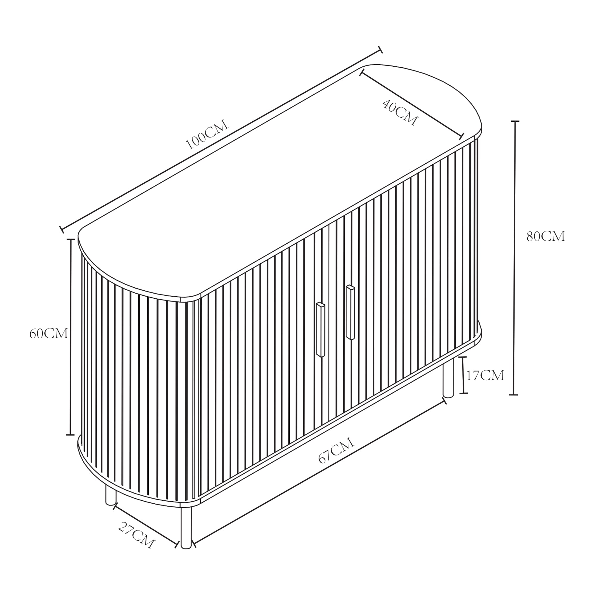 Comò Tvedestrand con 2 Ante Scorrevoli in Bambù - Naturale [en.casa]