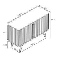 Armadietto Tysvær con 2 Ante Scorrevoli - Naturale / Azzurro [en.casa]