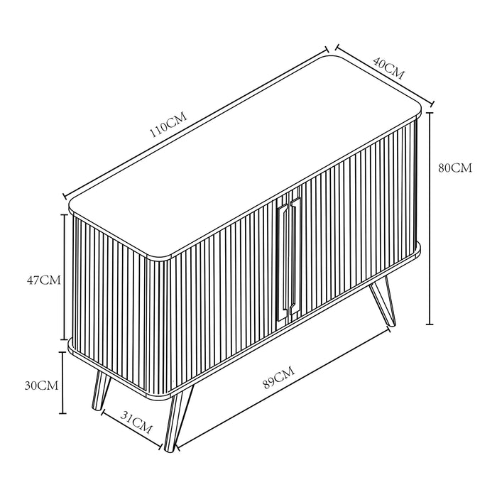 Armadietto Tysvær con 2 Ante Scorrevoli - Naturale / Azzurro [en.casa]