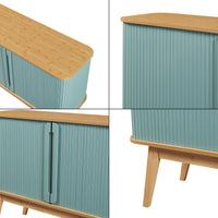 Armadietto Tysvær con 2 Ante Scorrevoli - Naturale / Azzurro [en.casa]