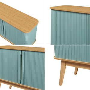 Armadietto Tysvær con 2 Ante Scorrevoli - Naturale / Azzurro [en.casa]