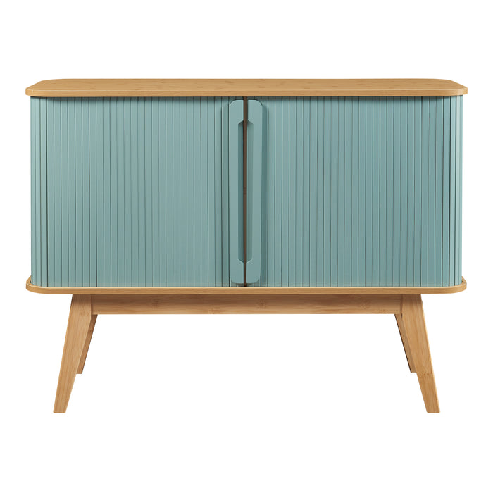 Armadietto Tysvær con 2 Ante Scorrevoli - Naturale / Azzurro [en.casa]