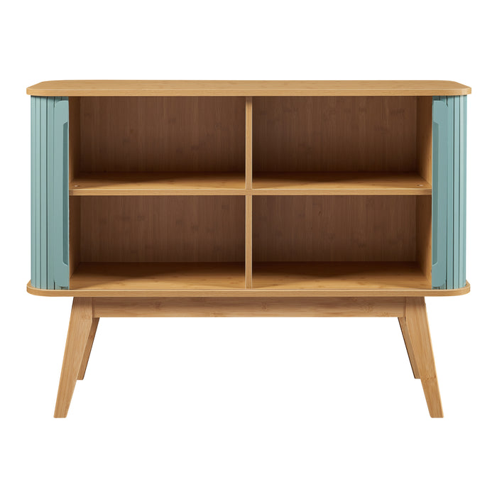 Armadietto Tysvær con 2 Ante Scorrevoli - Naturale / Azzurro [en.casa]