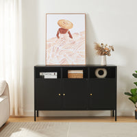 Credenza Comò Janakkala in Acciaio 119 x 35 x 80 cm - Nero [en.casa]