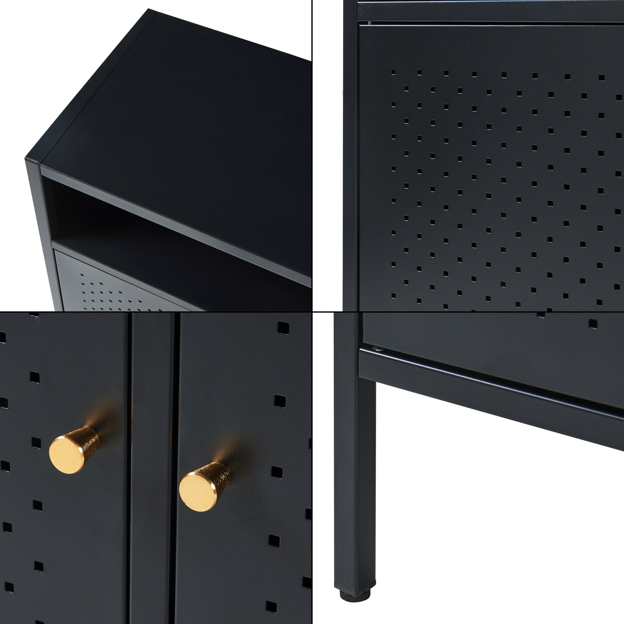 Credenza Comò Janakkala in Acciaio 119 x 35 x 80 cm - Nero [en.casa]