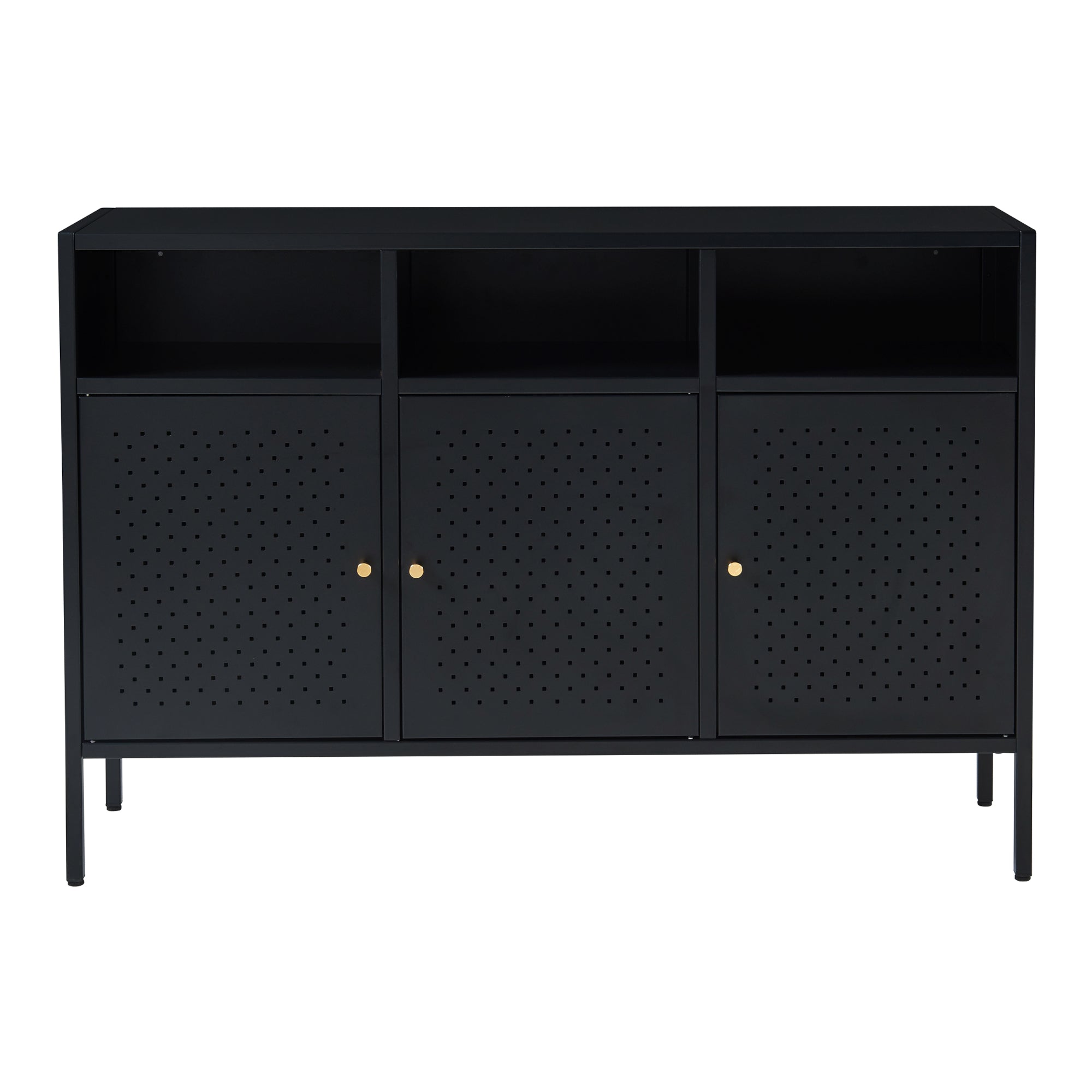 Credenza Comò Janakkala in Acciaio 119 x 35 x 80 cm - Nero [en.casa]