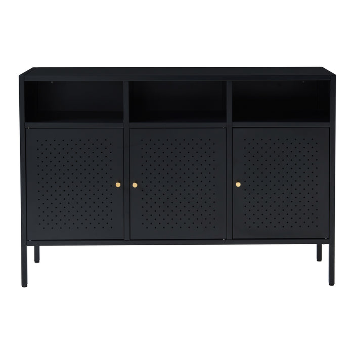 Credenza Comò Janakkala in Acciaio 119 x 35 x 80 cm - Nero [en.casa]