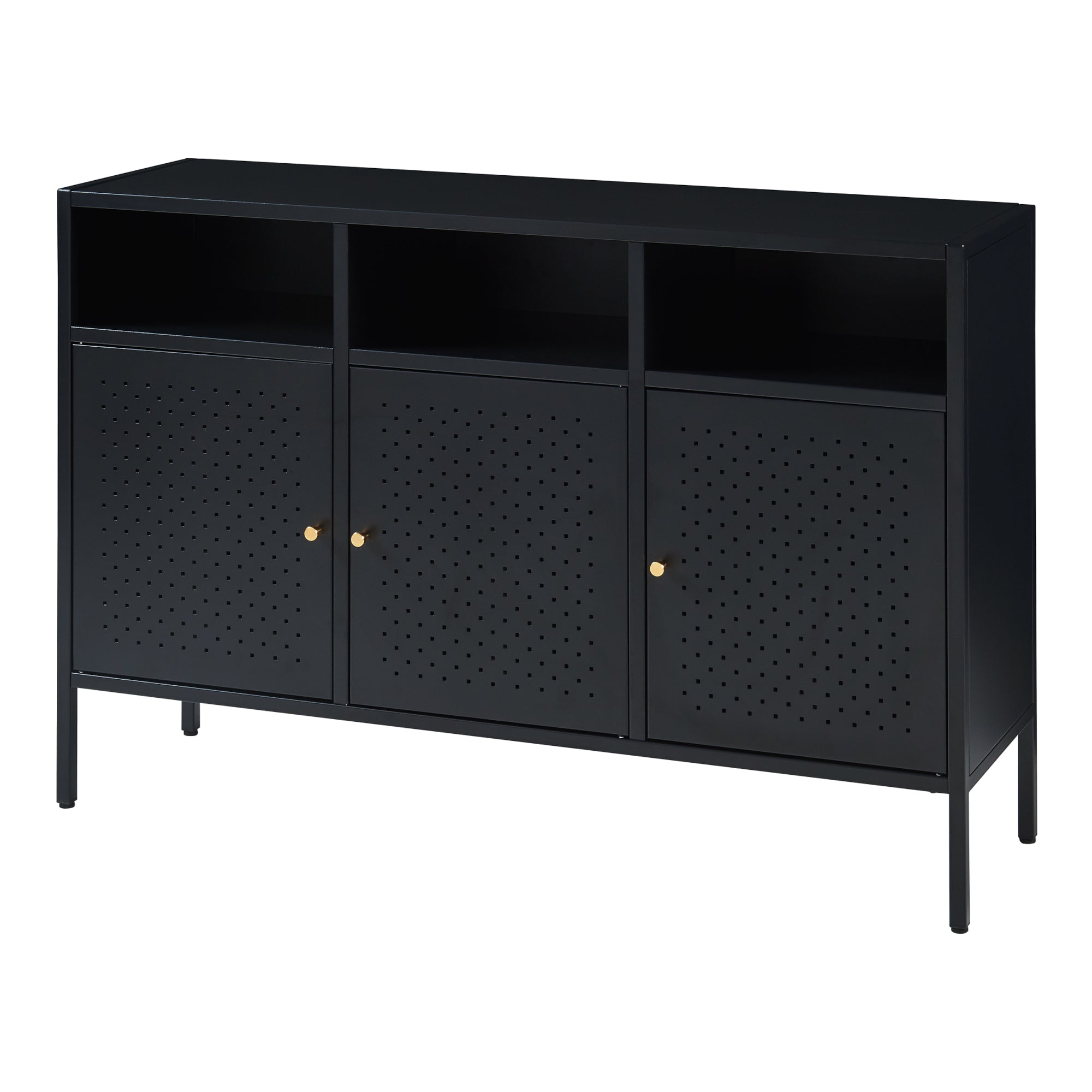 Credenza Comò Janakkala in Acciaio 119 x 35 x 80 cm - Nero [en.casa]
