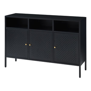 Credenza Comò Janakkala in Acciaio 119 x 35 x 80 cm - Nero [en.casa]