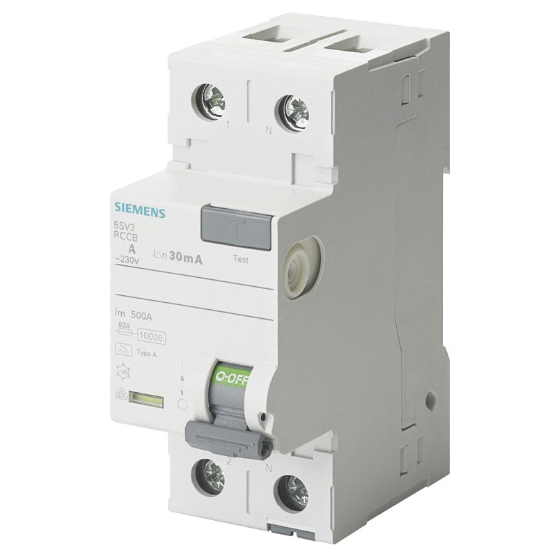 Siemens Interruttore differenziale puro 2 poli 25A 30mA tipo A 2 moduli SIE 5SV33126
