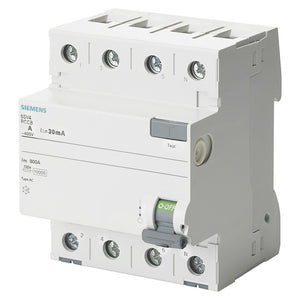Siemens Interruttore differenziale puro 4 poli 40A 30mA tipo AC 4 moduli 5SV43440