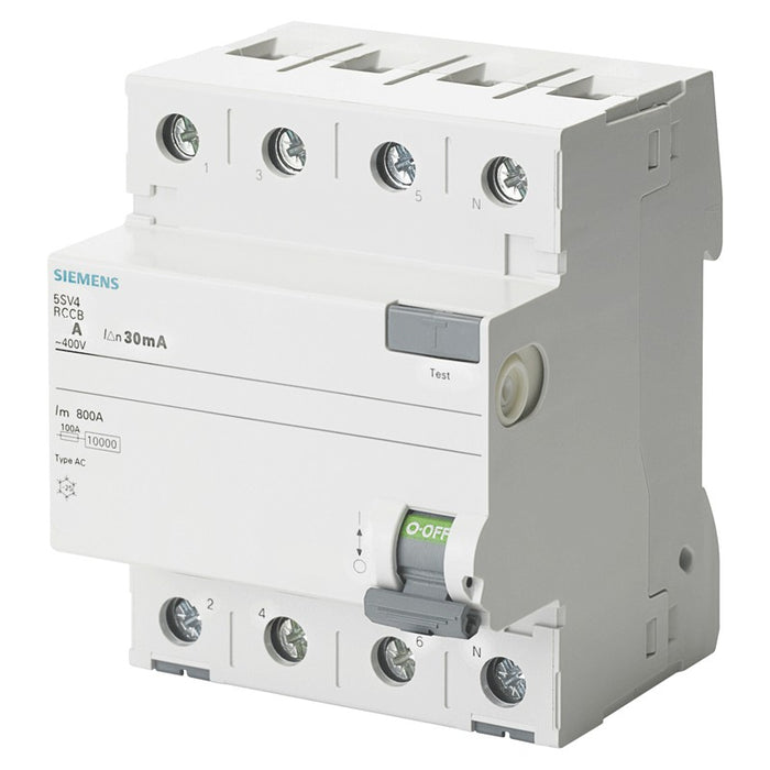 Siemens Interruttore differenziale puro 4 poli 40A 30mA tipo AC 4 moduli 5SV43440