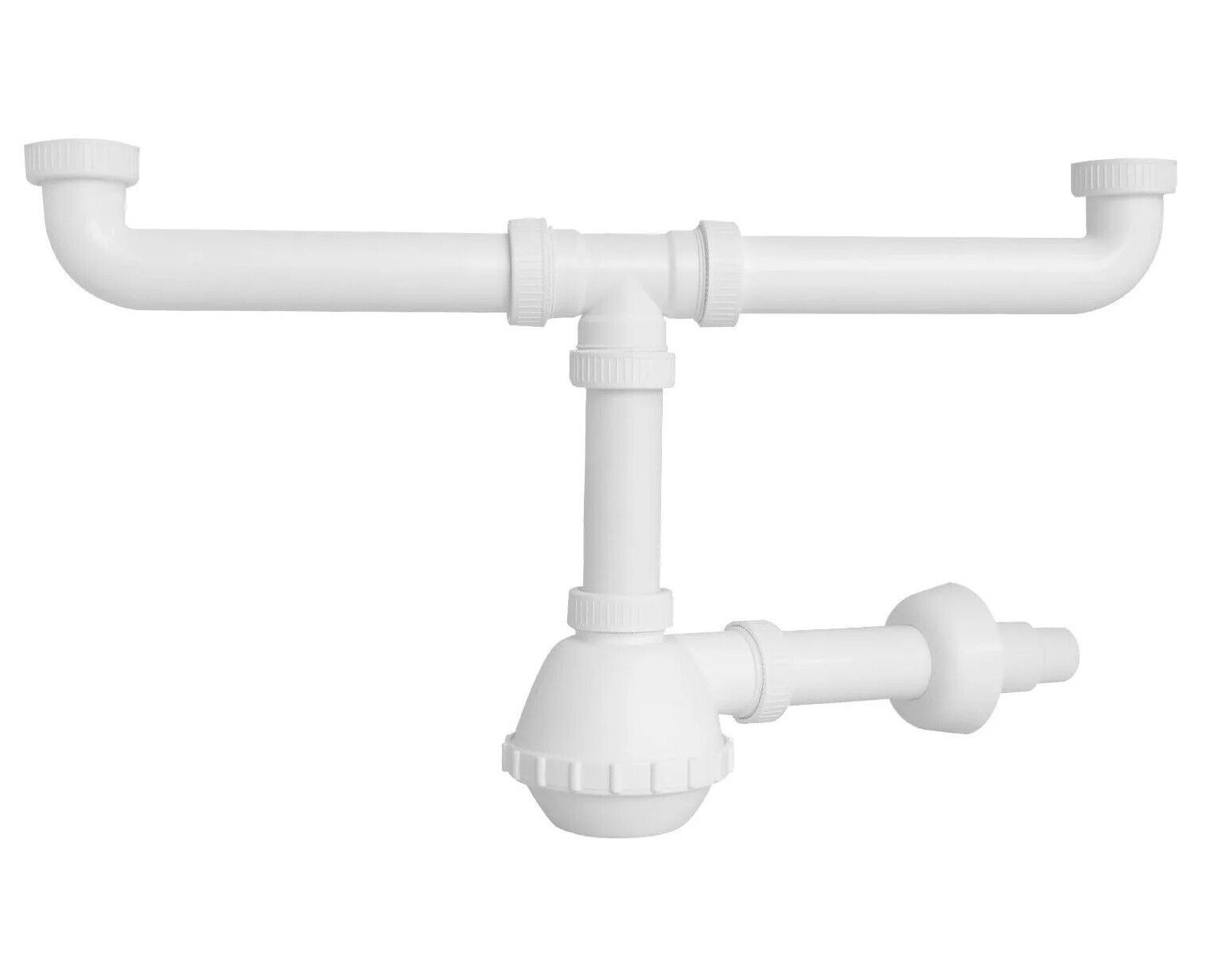 Sifone scarico in PVC 2 Vie 1 1/2" tubi 40mm completo di guarnizioni Art.600