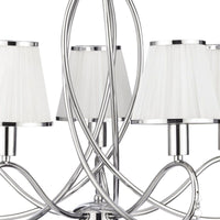 Simplicity 5Lt Pendant - Cromo, vetro trasparente e tessuto bianco