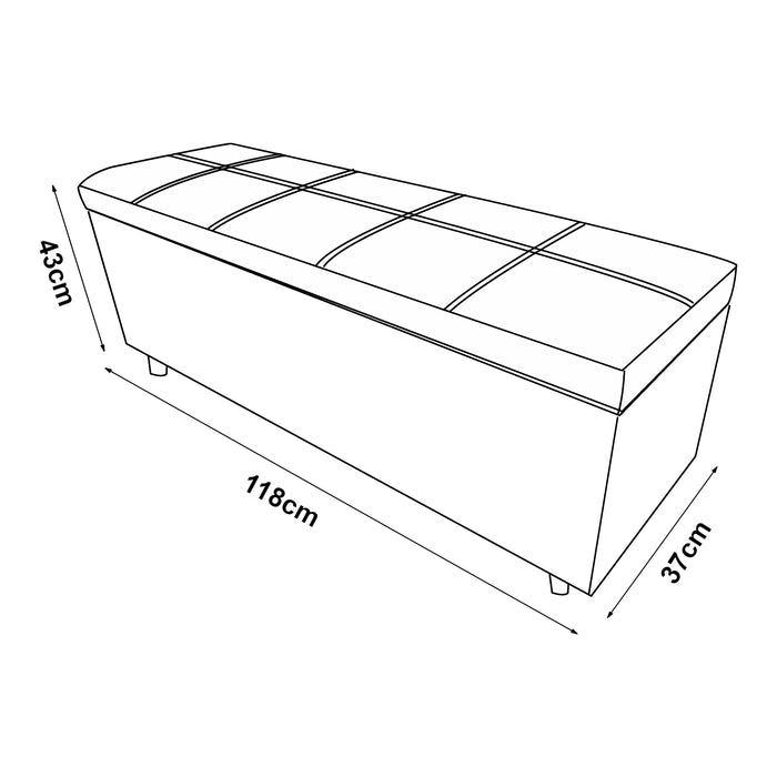 Cassapanca Bukit con Seduta Imbottita Ottomana Contenitore 118x37x43 cm Similpelle Grigio [en.casa]