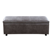 Cassapanca Bukit con Seduta Imbottita Ottomana Contenitore 118x37x43 cm Similpelle Grigio [en.casa]