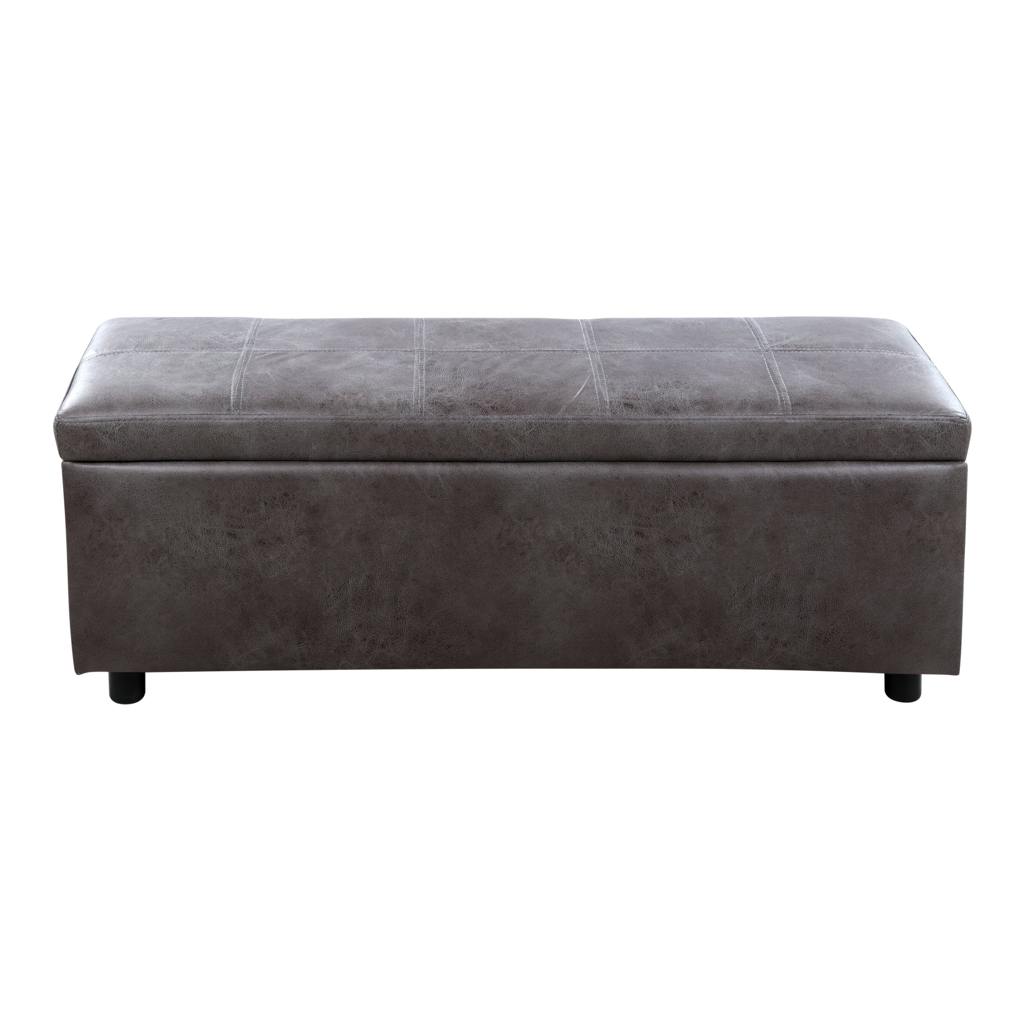 Cassapanca Bukit con Seduta Imbottita Ottomana Contenitore 118x37x43 cm Similpelle Grigio [en.casa]