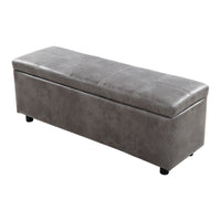 Cassapanca Bukit con Seduta Imbottita Ottomana Contenitore 118x37x43 cm Similpelle Grigio [en.casa]