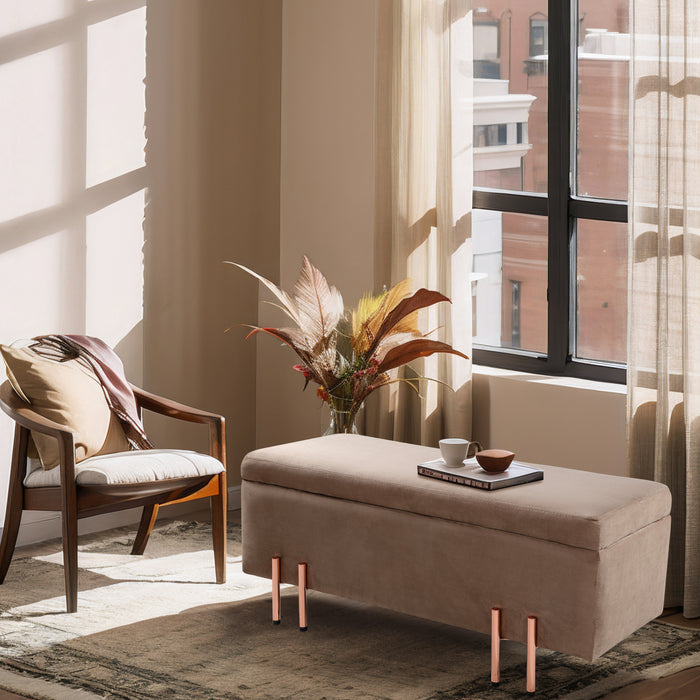 Ottomana Dals Cassapanca con Seduta Imbottita 118x40x42 cm Marrone [en.casa]