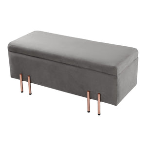 Ottomana Dals Cassapanca con Seduta Imbottita 118x40x42 cm Grigio [en.casa]