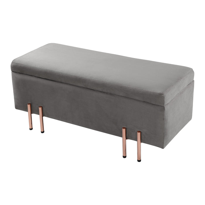 Ottomana Dals Cassapanca con Seduta Imbottita 118x40x42 cm Grigio [en.casa]