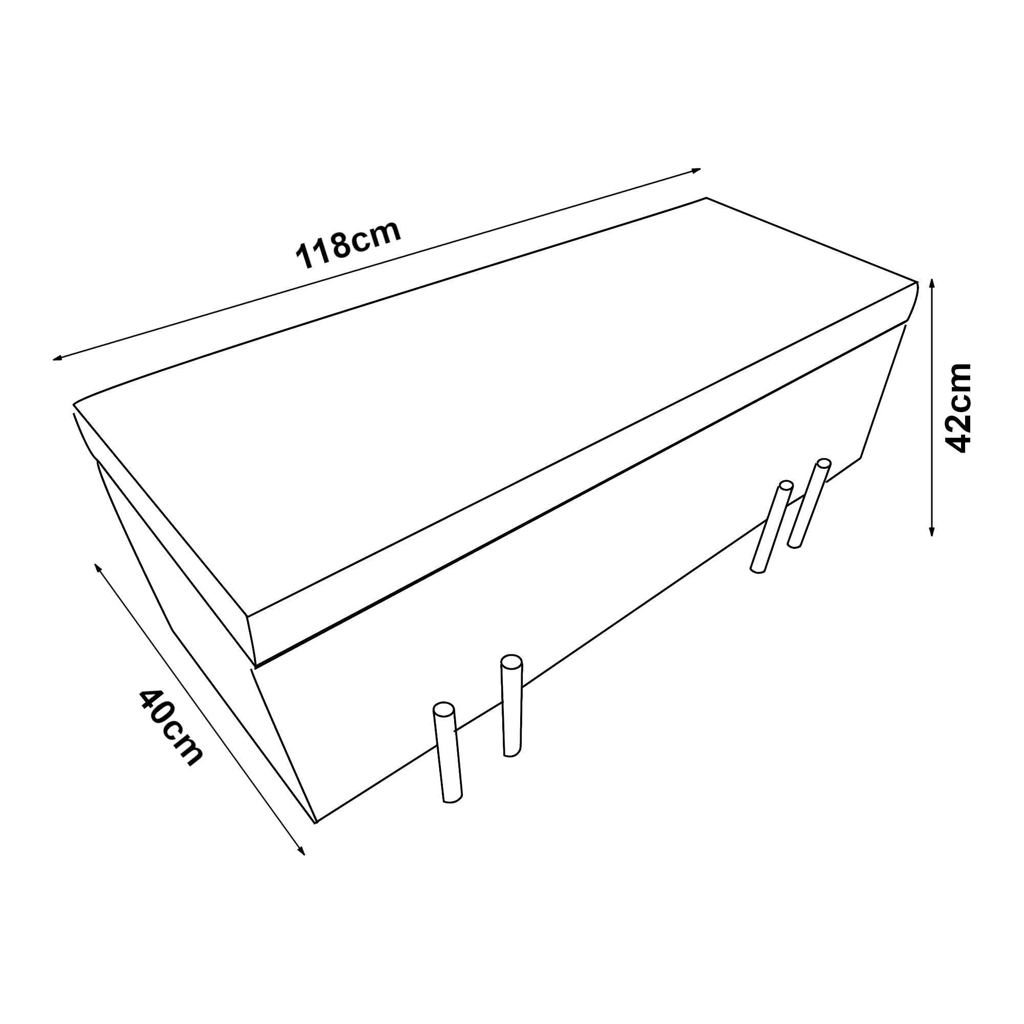 Ottomana Dals Cassapanca con Seduta Imbottita 118x40x42 cm Grigio [en.casa]