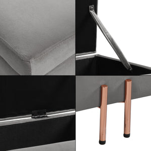 Ottomana Dals Cassapanca con Seduta Imbottita 118x40x42 cm Grigio [en.casa]