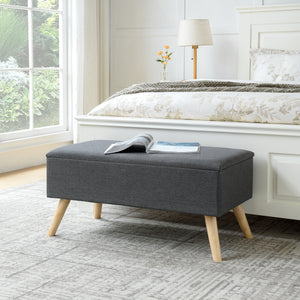 Panca Contenitore Salford Cassapanca Fondoletto 79 x 39,5 x 39,5 cm Grigio Scuro [en.casa]