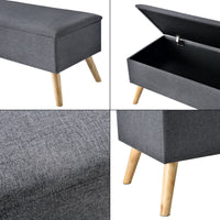 Panca Contenitore Salford Cassapanca Fondoletto 79 x 39,5 x 39,5 cm Grigio Scuro [en.casa]