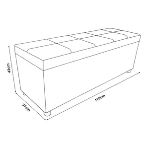 Cassapanca Bukit con Seduta Imbottita Ottomana Contenitore 118x37x43 cm Similpelle Bianco [en.casa]