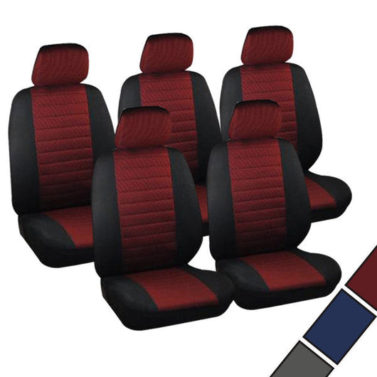 Set 5 coprisedili in poliestere misura universale nero rosso 19_0001057