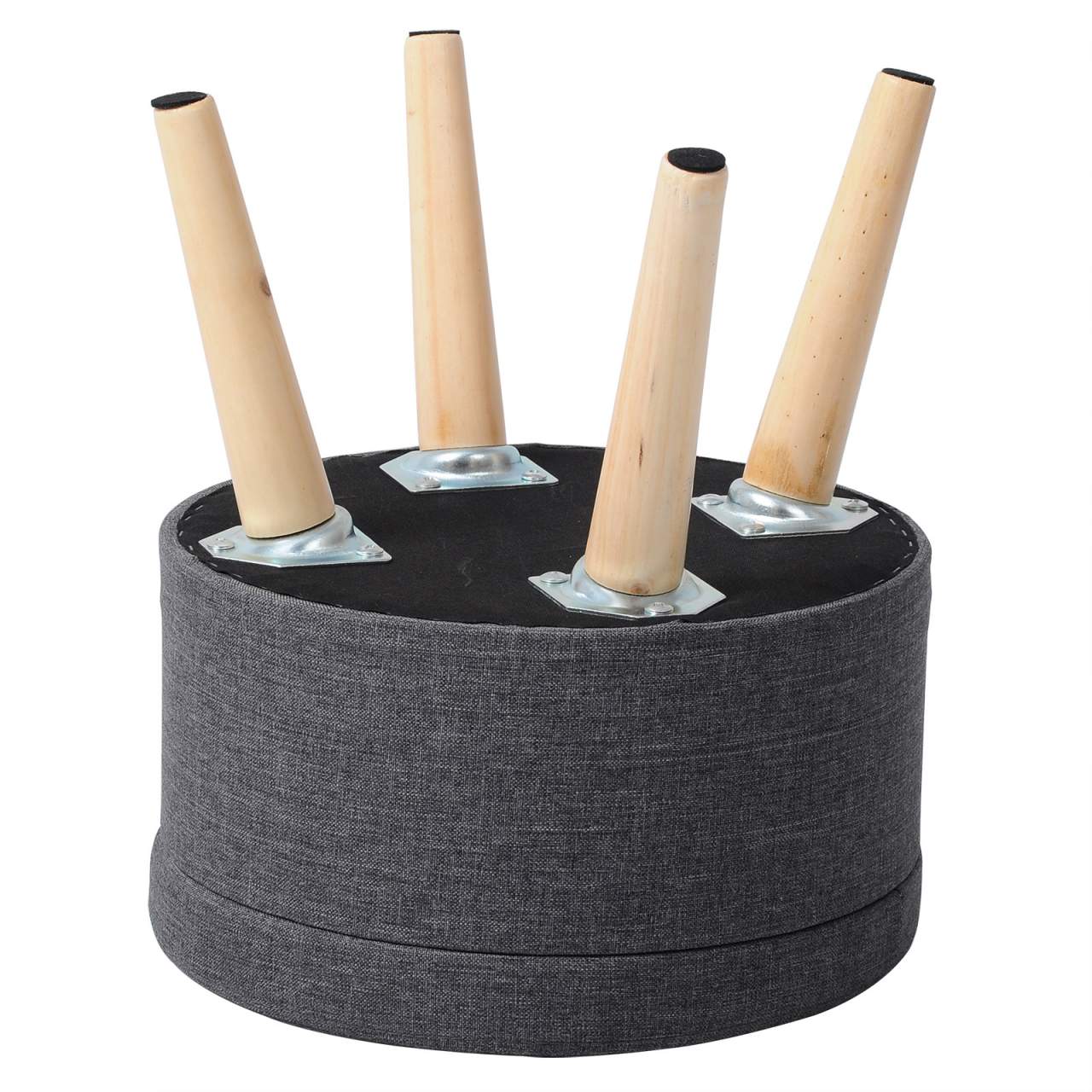 Sgabello con seduta in lino sfoderabile contenitore grigio scuro 19_0000520