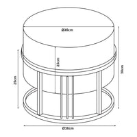 Set 2 Pouf TAS Reversibili Impilabili Seduta Imbottita e Piano Rigido Circolare 38xØ38 cm Grigio Chiaro [en.casa]