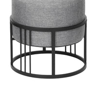 Set 2 Pouf TAS Reversibili Impilabili Seduta Imbottita e Piano Rigido Circolare 38xØ38 cm Grigio Chiaro [en.casa]