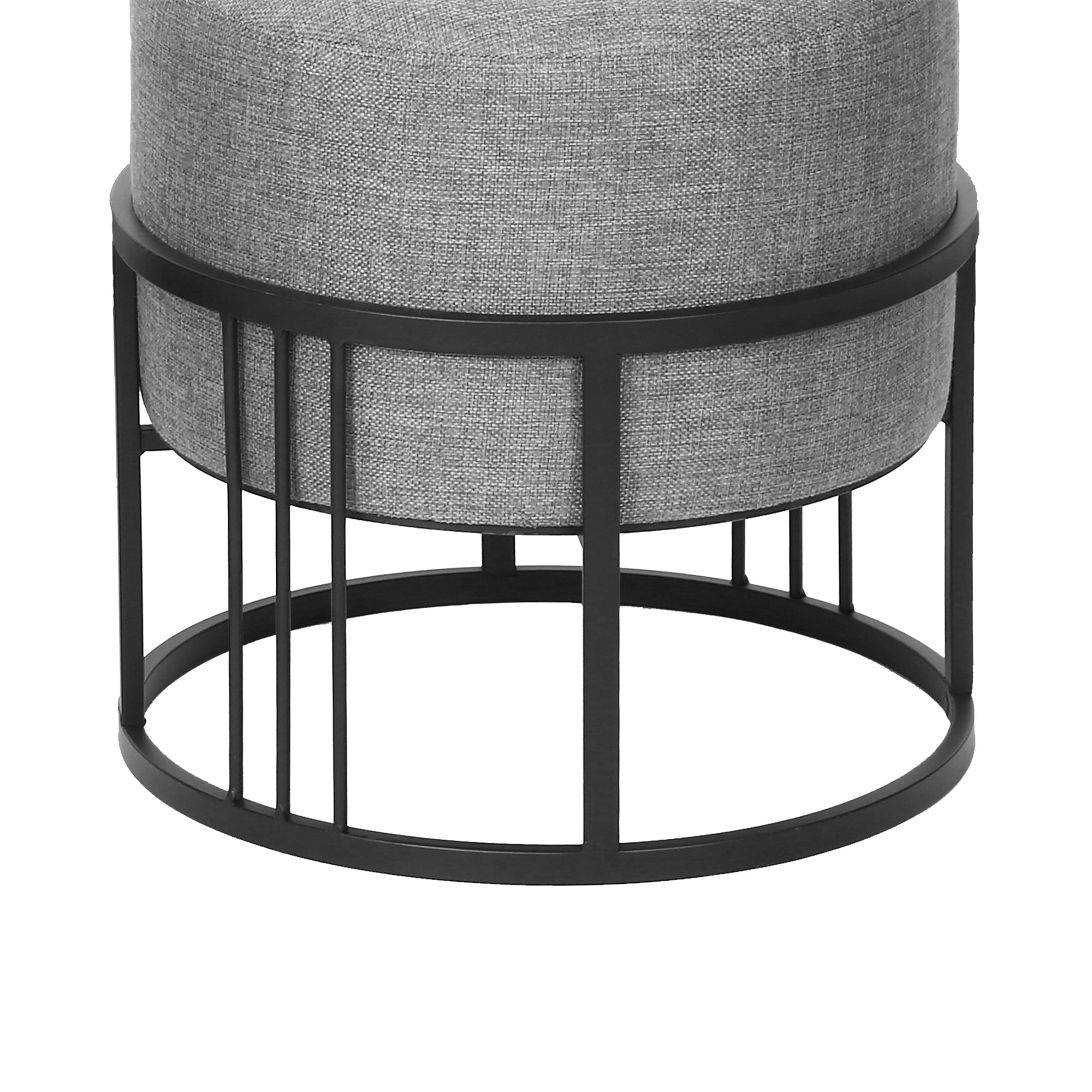 Set 2 Pouf TAS Reversibili Impilabili Seduta Imbottita e Piano Rigido Circolare 38xØ38 cm Grigio Chiaro [en.casa]