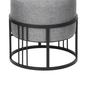 Set 2 Pouf TAS Reversibili Impilabili Seduta Imbottita e Piano Rigido Circolare 38xØ38 cm Grigio Chiaro [en.casa]