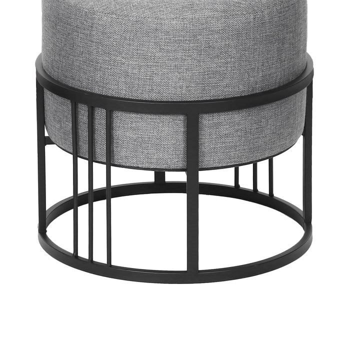 Set 2 Pouf TAS Reversibili Impilabili Seduta Imbottita e Piano Rigido Circolare 38xØ38 cm Grigio Chiaro [en.casa]