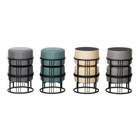 Set 2 Pouf TAS Reversibili Impilabili Seduta Imbottita e Piano Rigido Circolare 38xØ38 cm Grigio Chiaro [en.casa]