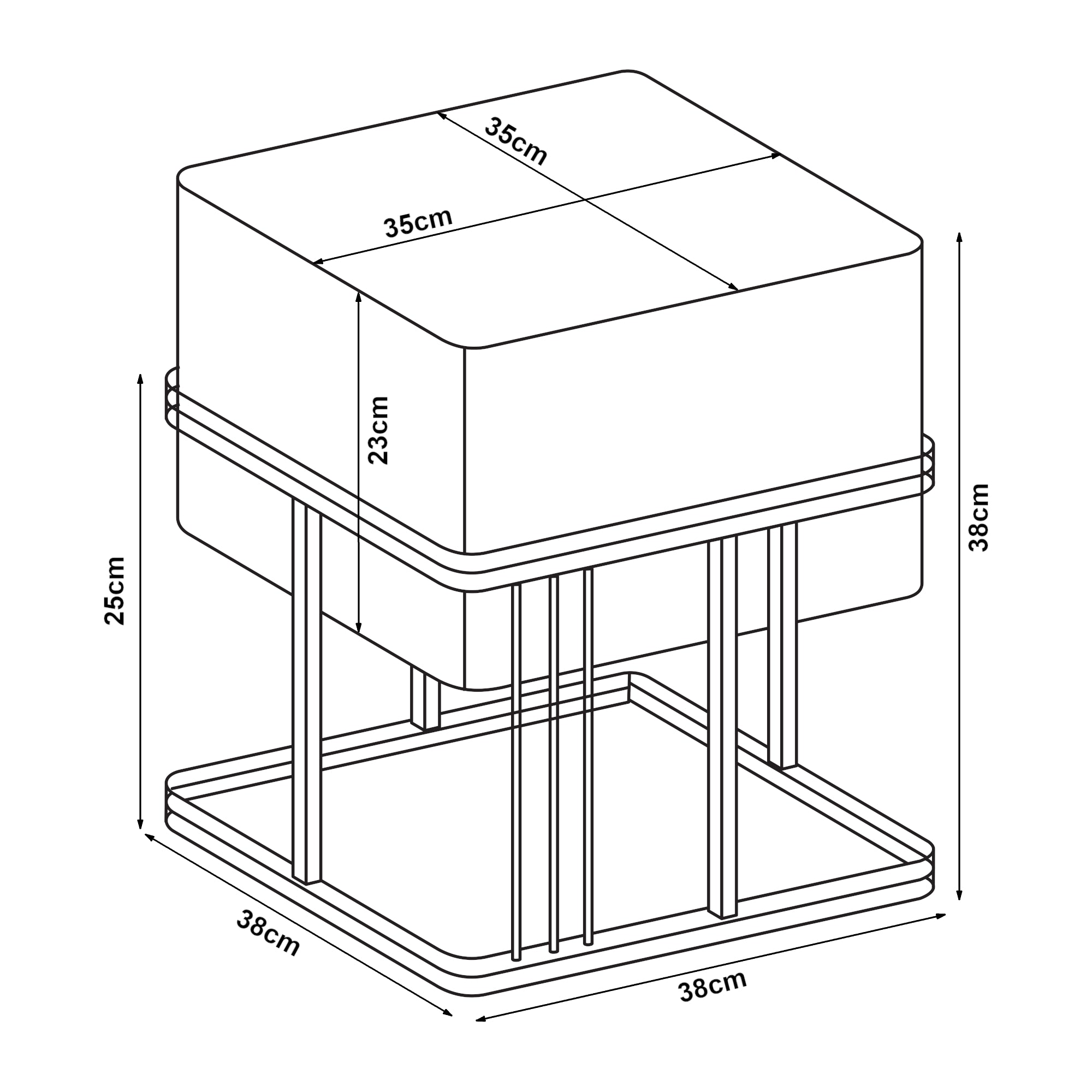 Set 2 Pouf TAS Reversibili Impilabili Seduta Imbottita e Piano Rigido Rettangolare 38x38x38 cm Verde [en.casa]